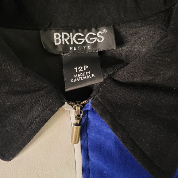 Briggs 12 petite long sleeve blue/black/white color block zip up blazer - Picture 3 of 4